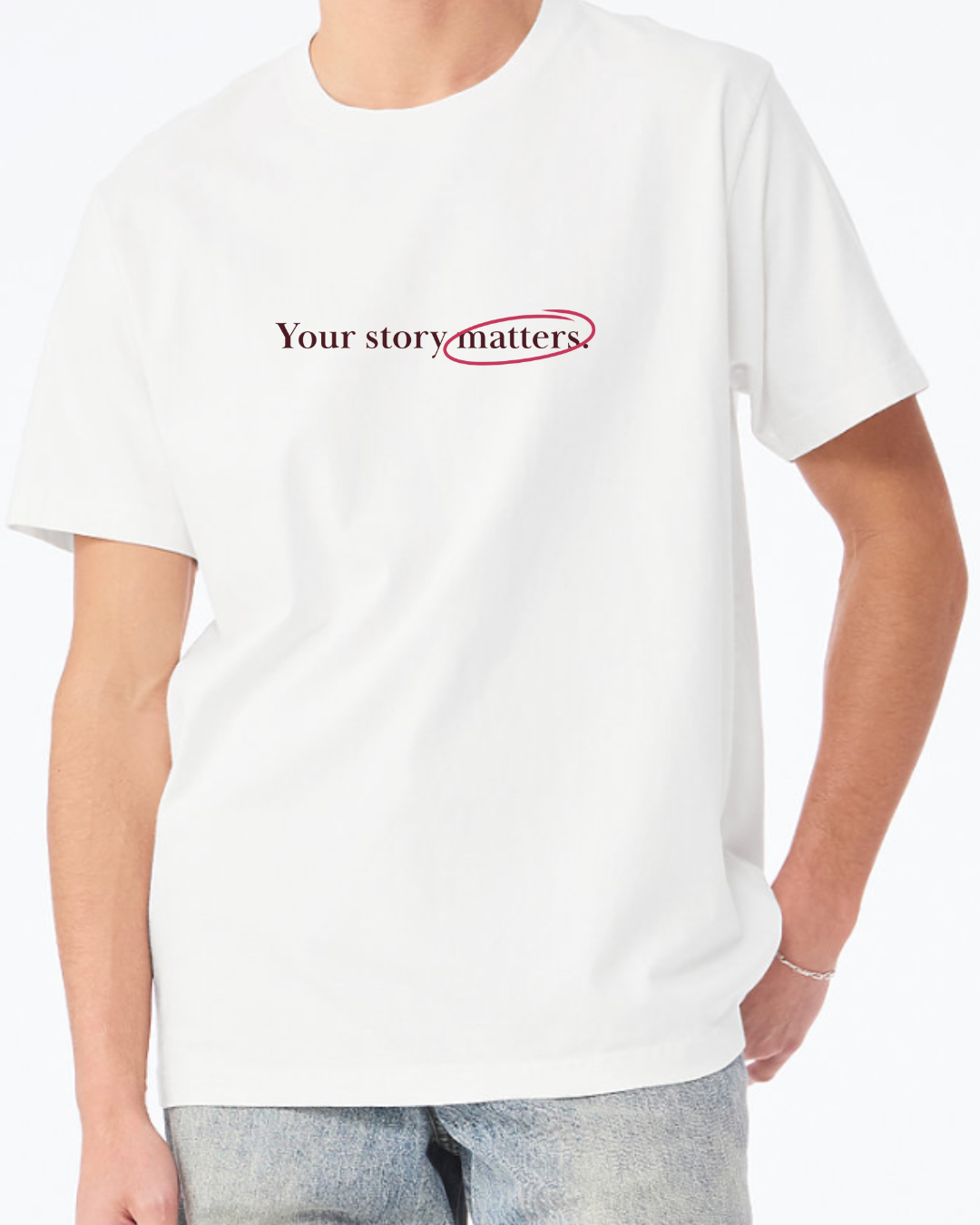 Vinyl Quote "Your Story Matters" T-Shirt in White