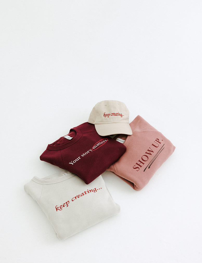 Vinyl Quote "Your Story Matters" Sweatshirt in Burgundy