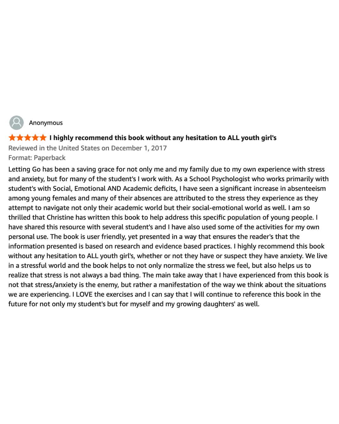 Letting Go: A Girl’s Guide to Breaking Free of Stress and Anxiety
